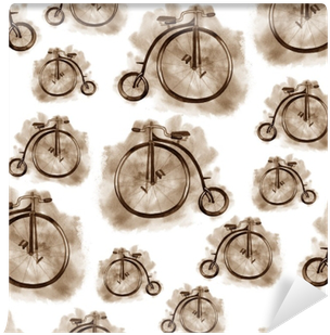 Download Watercolor Seamless Pattern Vintage Bicycle Sepia
