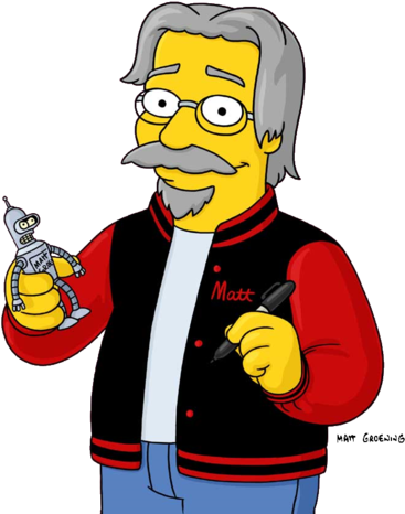 Matt With Bender - Matt Groening Simpsons (407x480), Png Download