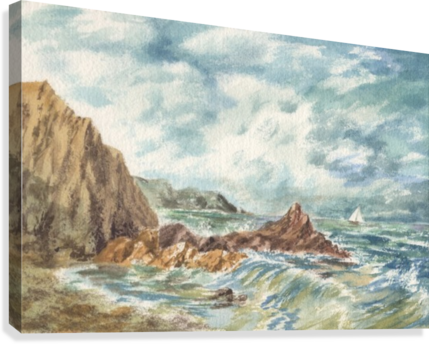 Vintage Storm At Rocky Shore Canvas Print - Artwall 'irina Sztukowski's Vintage Storm' Gallery (429x344), Png Download