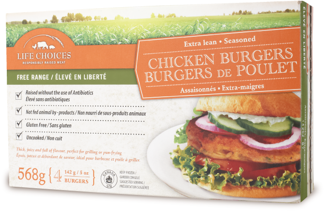 Which Means Our Chickens Are Raised Without Antibiotics - Life Choices Chicken Burgers (677x445), Png Download