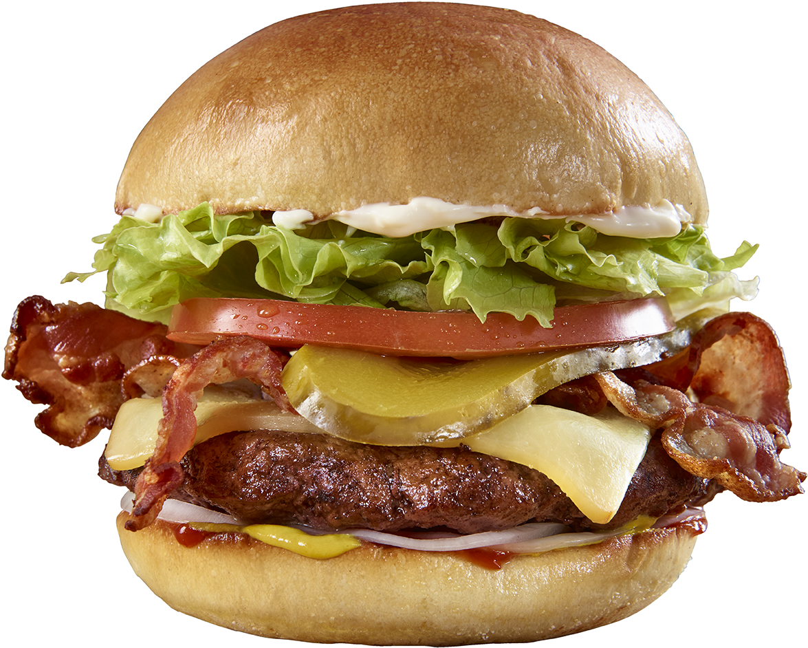 Burger3 - Giant Junior Bacon Cheeseburger (1446x1315), Png Download