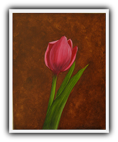 Red Tulip 1 Of 3 Oil On Canvas - Oil Painting (386x462), Png Download