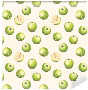 Hand-drawn Watercolor Seamless Pattern With Green Apples - Watercolor Painting (400x400), Png Download