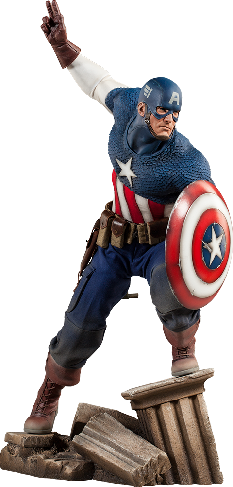Captain America Statue - Classic Captain America Premium Format Sideshow Collectibles (480x1002), Png Download