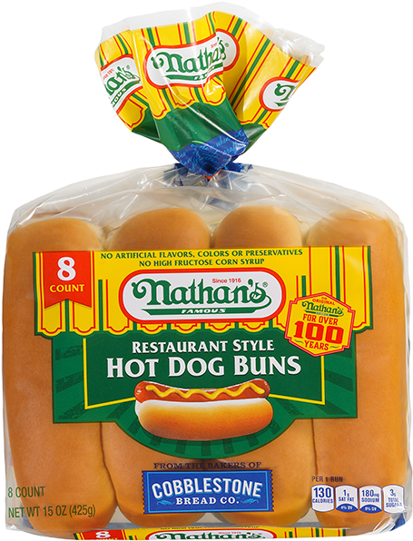 Hot Buns - Nathan's Restaurant Style Hot Dog Buns (624x600), Png Download