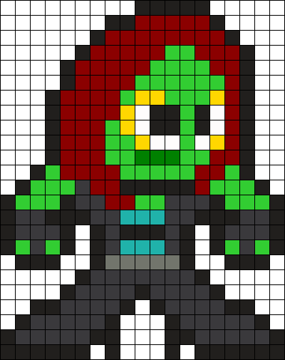 Gamora Perler Bead Pattern / Bead Sprite - Pixel Art Guardians Of The Galaxy Gamora (400x505), Png Download