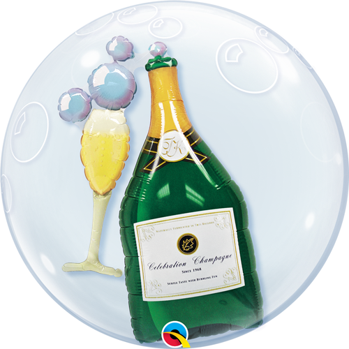 24" Double Bubble Champagne - 24" Champagne Bubble Balloon (500x500), Png Download