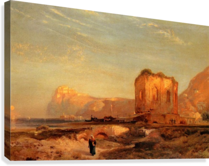Temple Of Venus Castle Of Baiae, 1867 Canvas Print - Thomas Moran Temple Of Venus (429x340), Png Download