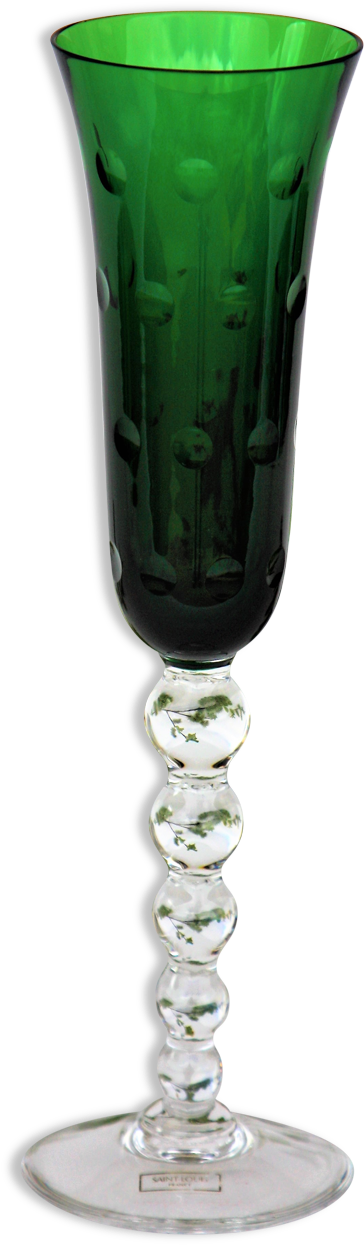 Champagne Glass Saint Louis Crystal Color Model Green - Glass (1457x1457), Png Download
