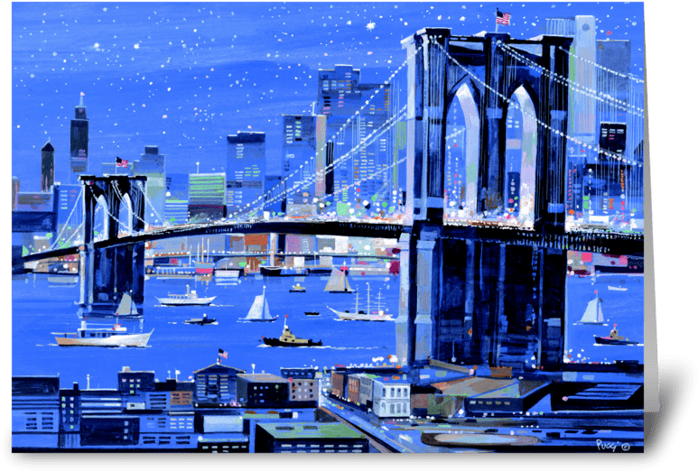 Brooklyn Bridge By Albert J - Sea (848x698), Png Download