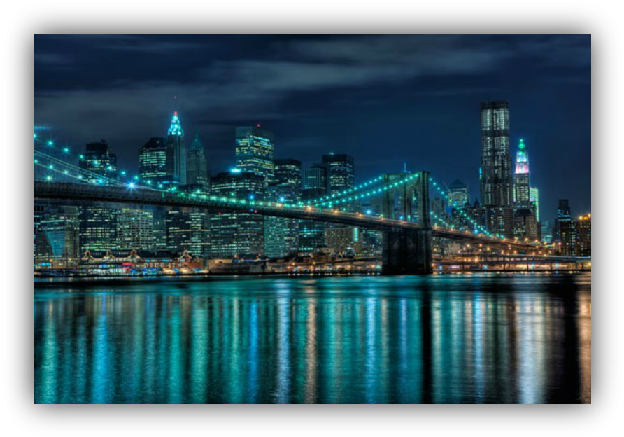 Nyc-brookling Bridge And Downtown At Night - Brooklyn Bridge (905x637), Png Download