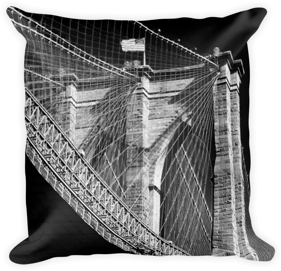 Image Of Brooklyn Bridge Pillow - Throw Pillow (1000x1000), Png Download