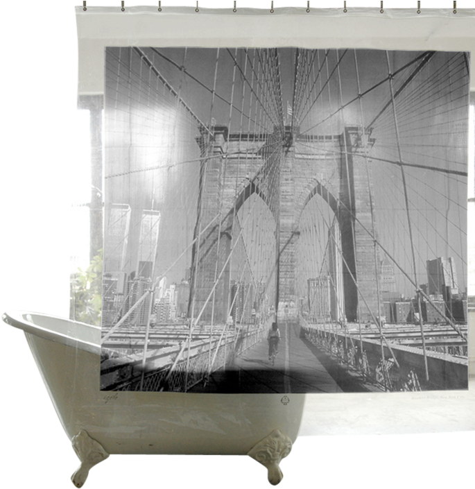 World Destinations Shower Curtains, Brooklyn-0 - Brooklyn Bridge Peva Shower Curtain (700x719), Png Download