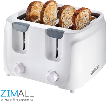 Salton White Cool Touch Four Slice Toaster - Salton Cool Touch 4 Slice White Toaster (st401) (800x475), Png Download