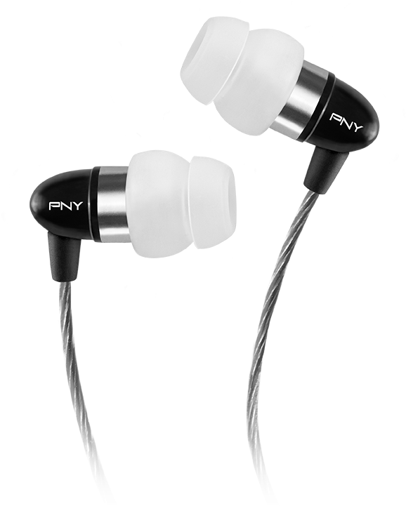 Pny Headphones Midtown 200 Black Silver Fr - Earphone In Use Png (432x432), Png Download