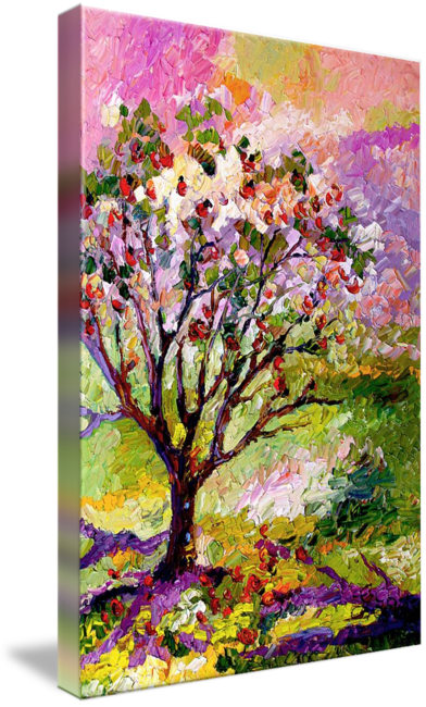 "grandmas Apple Tree Oil Painting" By Ginette Callaway - Apple Tree Oil Painting (392x650), Png Download