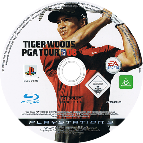 Tiger Woods Pga Tour 08 Ps3 Disc - Tiger Woods Pga Tour 08 Pc-game (500x500), Png Download