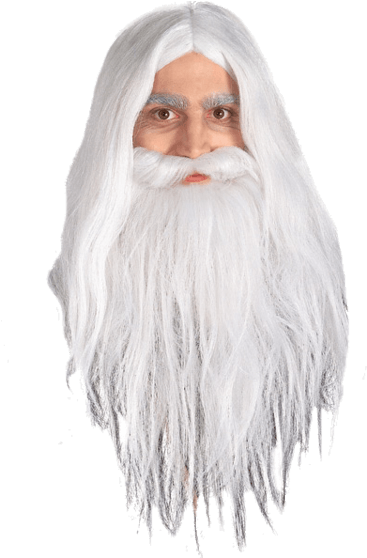 Adult Gandalf Beard & Wig Set - Gandalf Beard (366x580), Png Download
