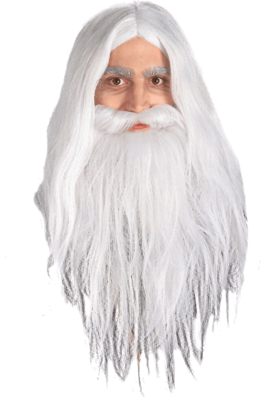 Download Adult Gandalf Beard & Wig Set - Gandalf Beard PNG Image with No  Background - PNGkey.com