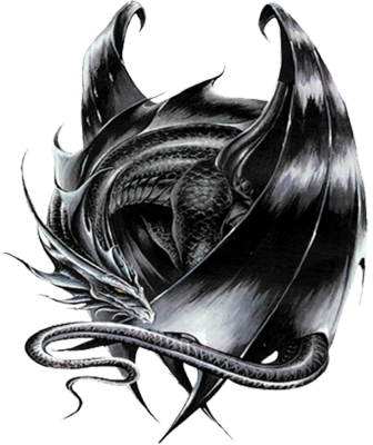 Metallic Dragon - Black Dragon Sleeping (336x400), Png Download