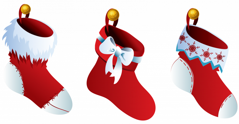 Transparent Three Christmas Stocking Clipart - Christmas Stockings Transparent Background (817x423), Png Download