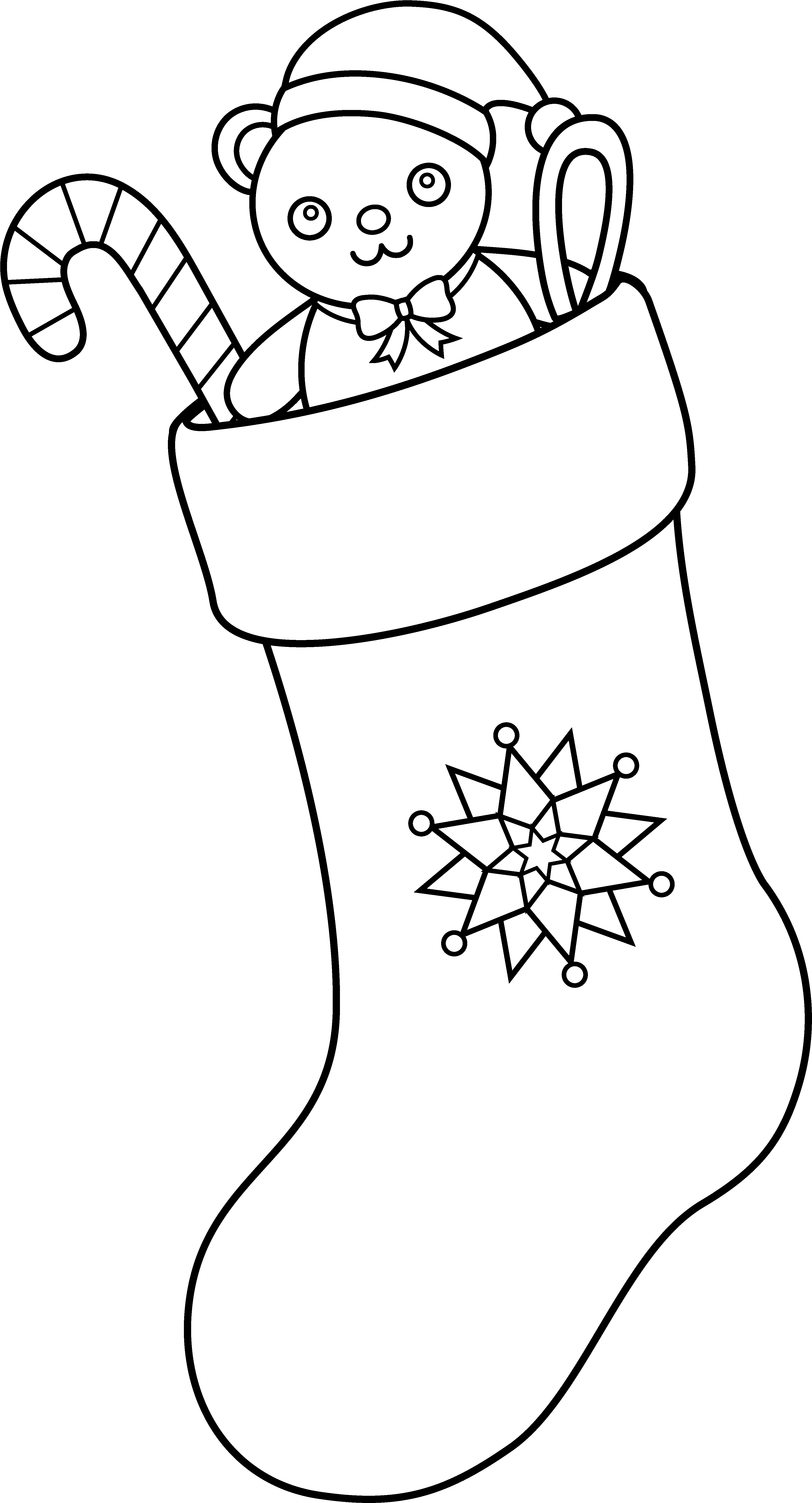 Svg Free Christmas Stocking Art Free Clip Coloring - Christmas Stocking Clipart Black And White Png (3734x6846), Png Download