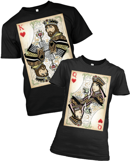 Couple Tee King Queen Of Hearts Poker Tee On Summer - Queen (448x558), Png Download