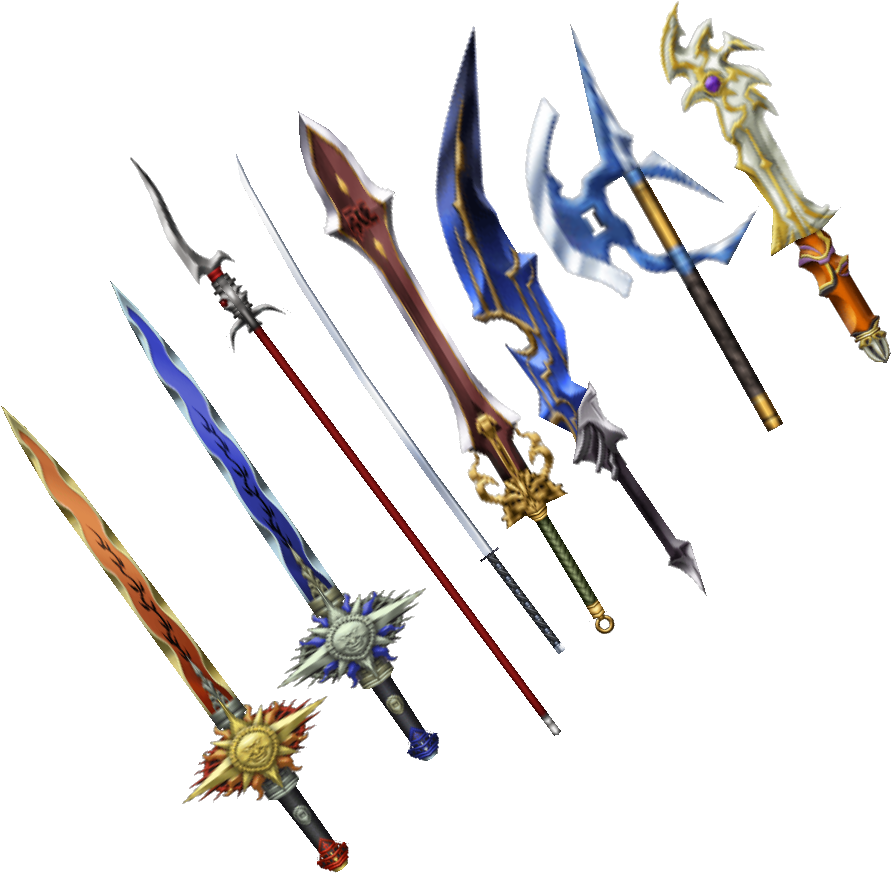 Dissidia 012 Gilgamesh Weapons - Final Fantasy All Swords (904x883), Png Download