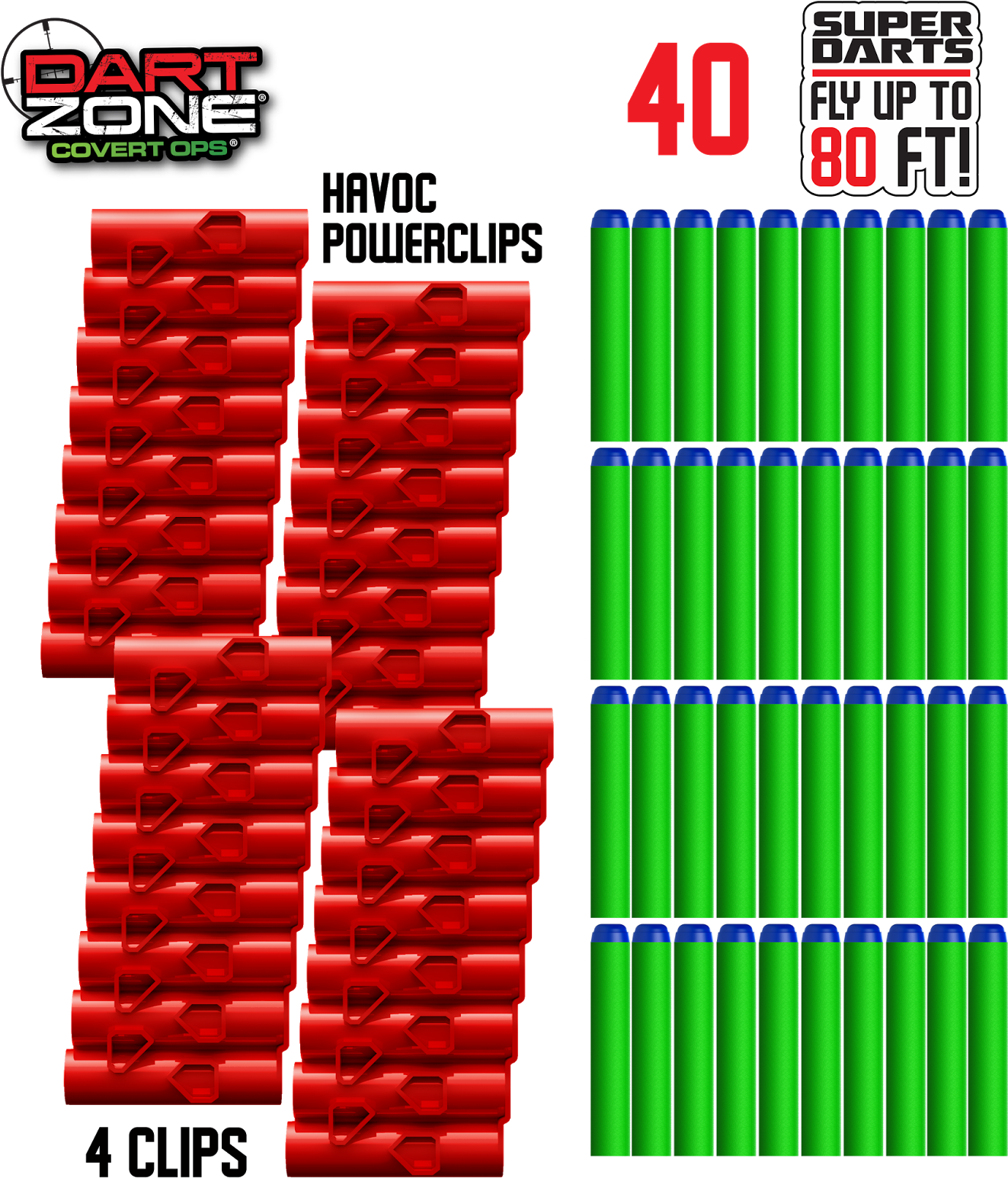 Dart Zone® Havoc Ammo Powerclip And Dart Refill Pack - Dart Zone Havoc (900x900), Png Download