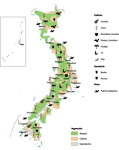 Japan Land Use Map (386x486), Png Download
