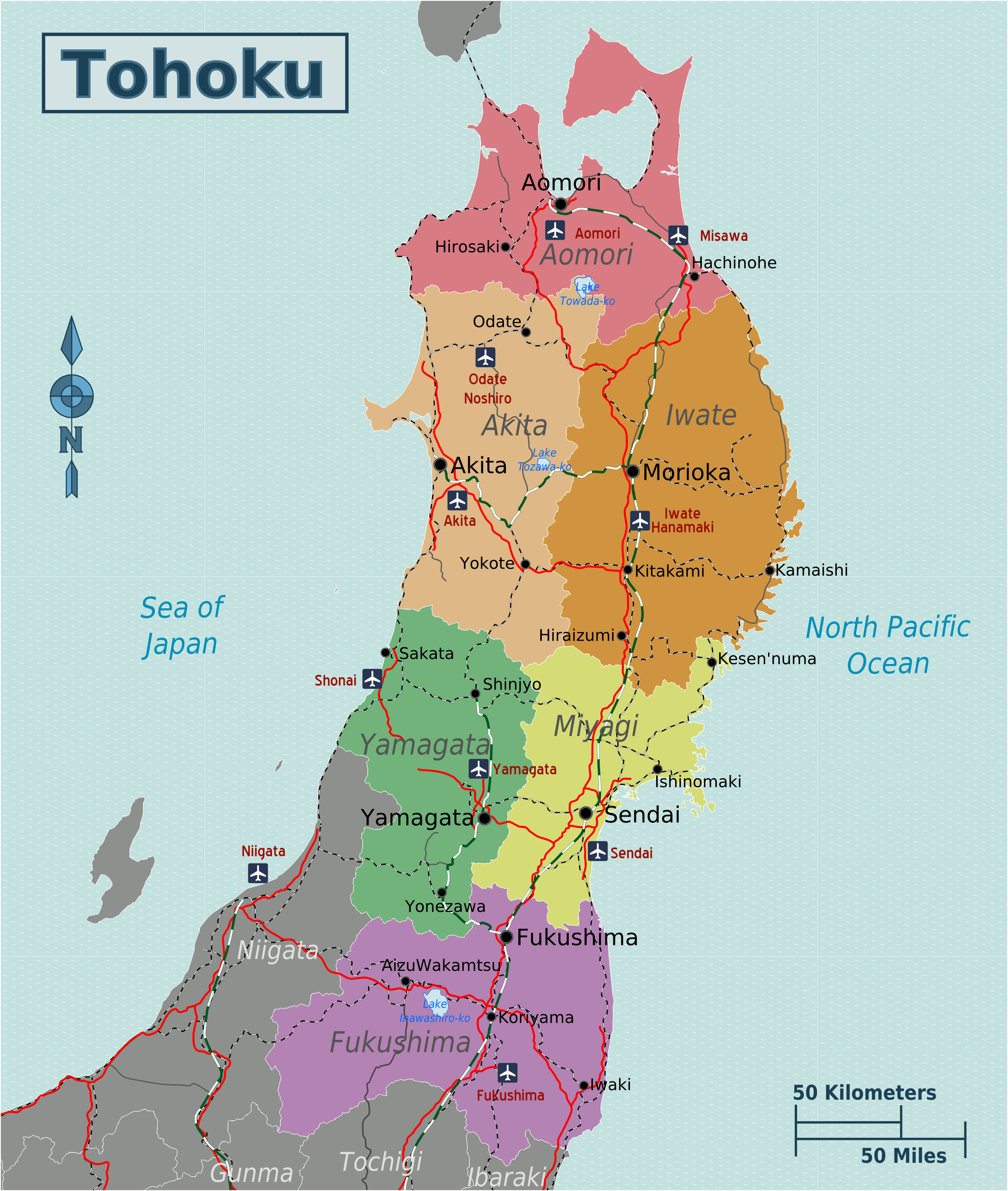 Japan Tohoku Map - Tohoku Map (2538x3000), Png Download