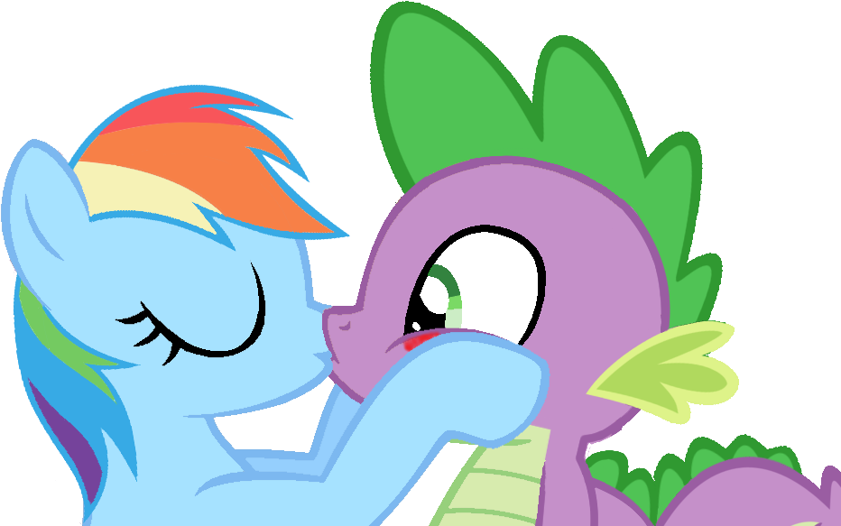 Rainbow Clipart Kiss - Spike X Rainbow Dash Kiss (1000x700), Png Download