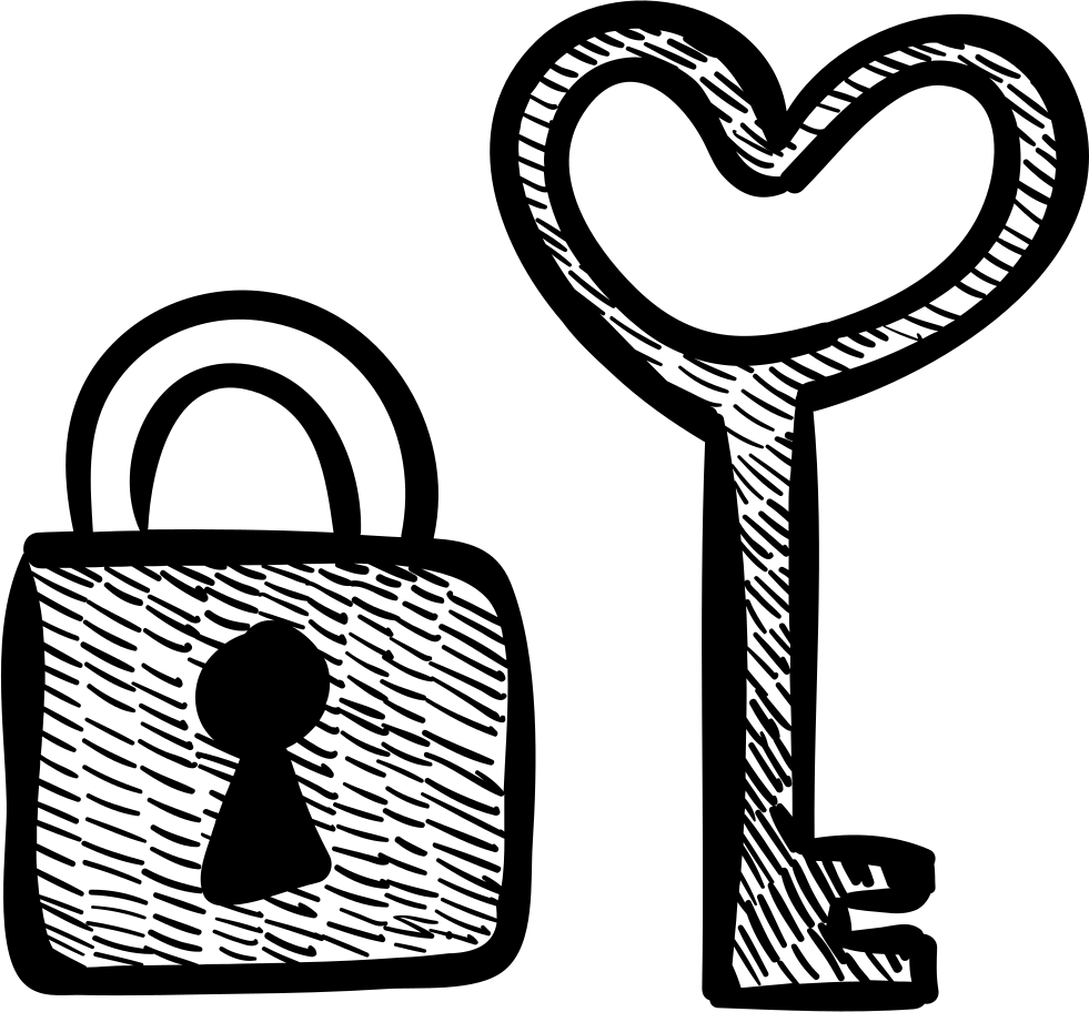 Heart Shaped Key And Padlock Comments - Candado Y Llave Dibujo (981x912), Png Download