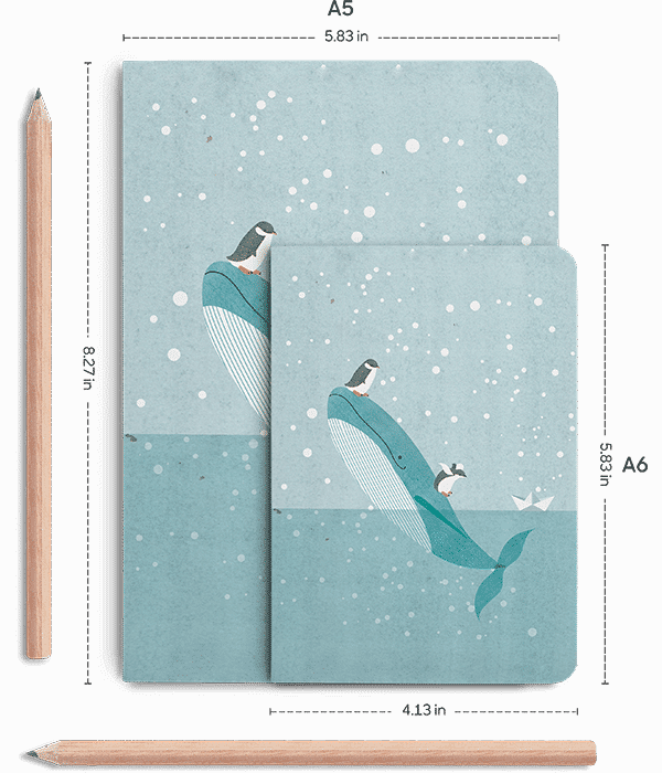Dailyobjects Blue Whale A6 Notebook Plain Buy Online - Illustration (600x700), Png Download