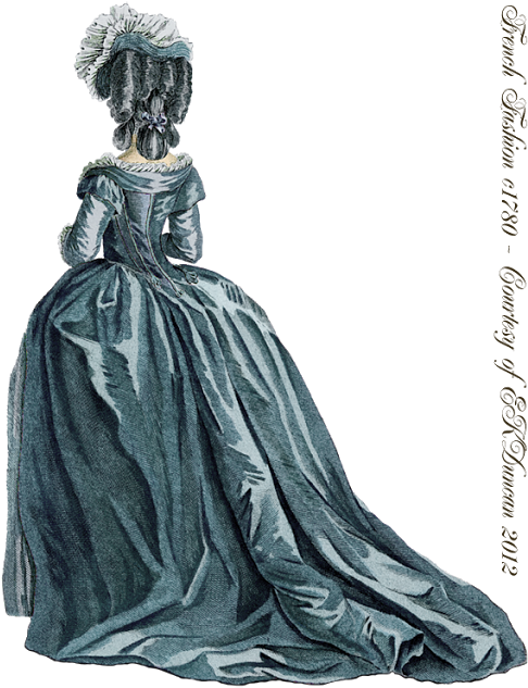 1780 "robe À L'anglaise" Style Fashion Plate - Rococo Gown Back (496x640), Png Download