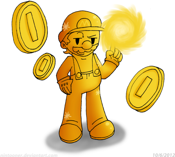 Golden Mario - Golden Mario Fan Art (600x627), Png Download