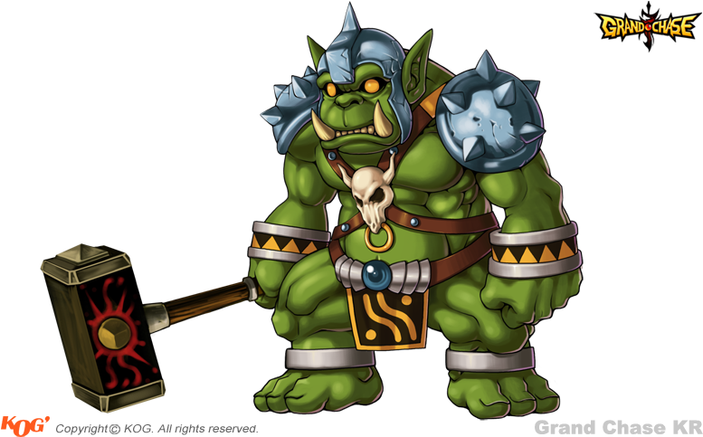 07 Orc Warrior Boss - Grand Chase (800x500), Png Download