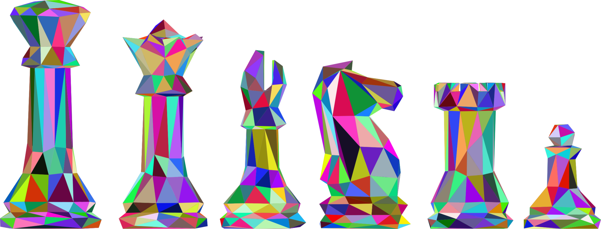 Chess Piece Strategy Game Bishop - Colored Chess Pieces Png (1967x750), Png Download