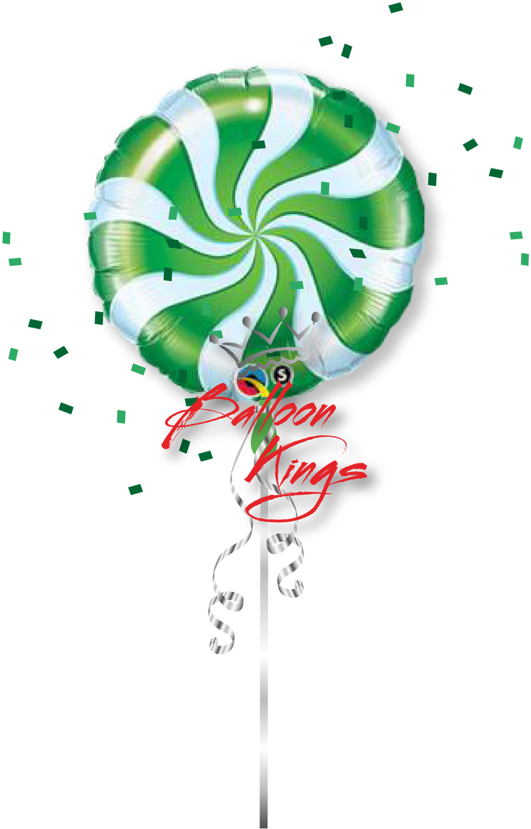 Candy Swirl Green - Red And White Mylar Balloons (1063x1280), Png Download