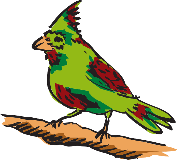 How To Set Use Green And Red Perched Bird Clipart (600x544), Png Download