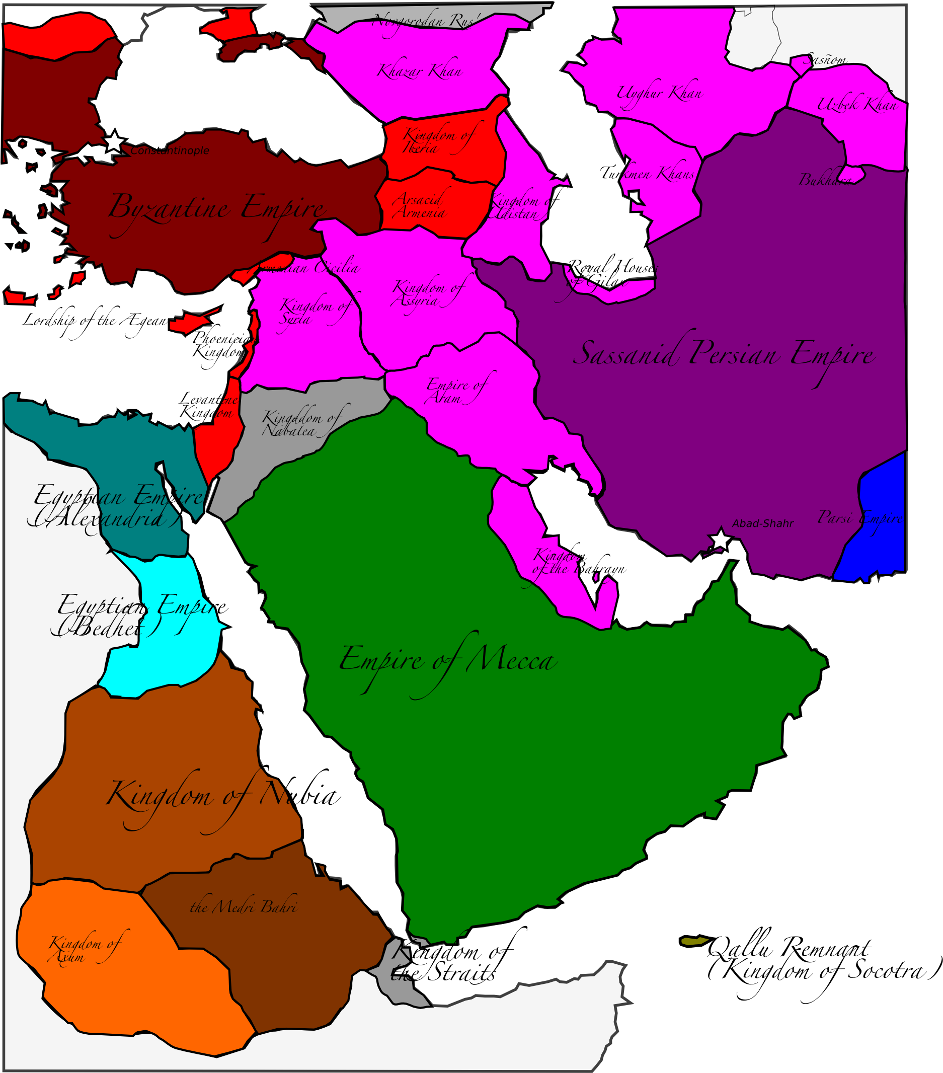 Middle East After Qallu Collapse - Asia Map Wiki Countries (2000x2355), Png Download