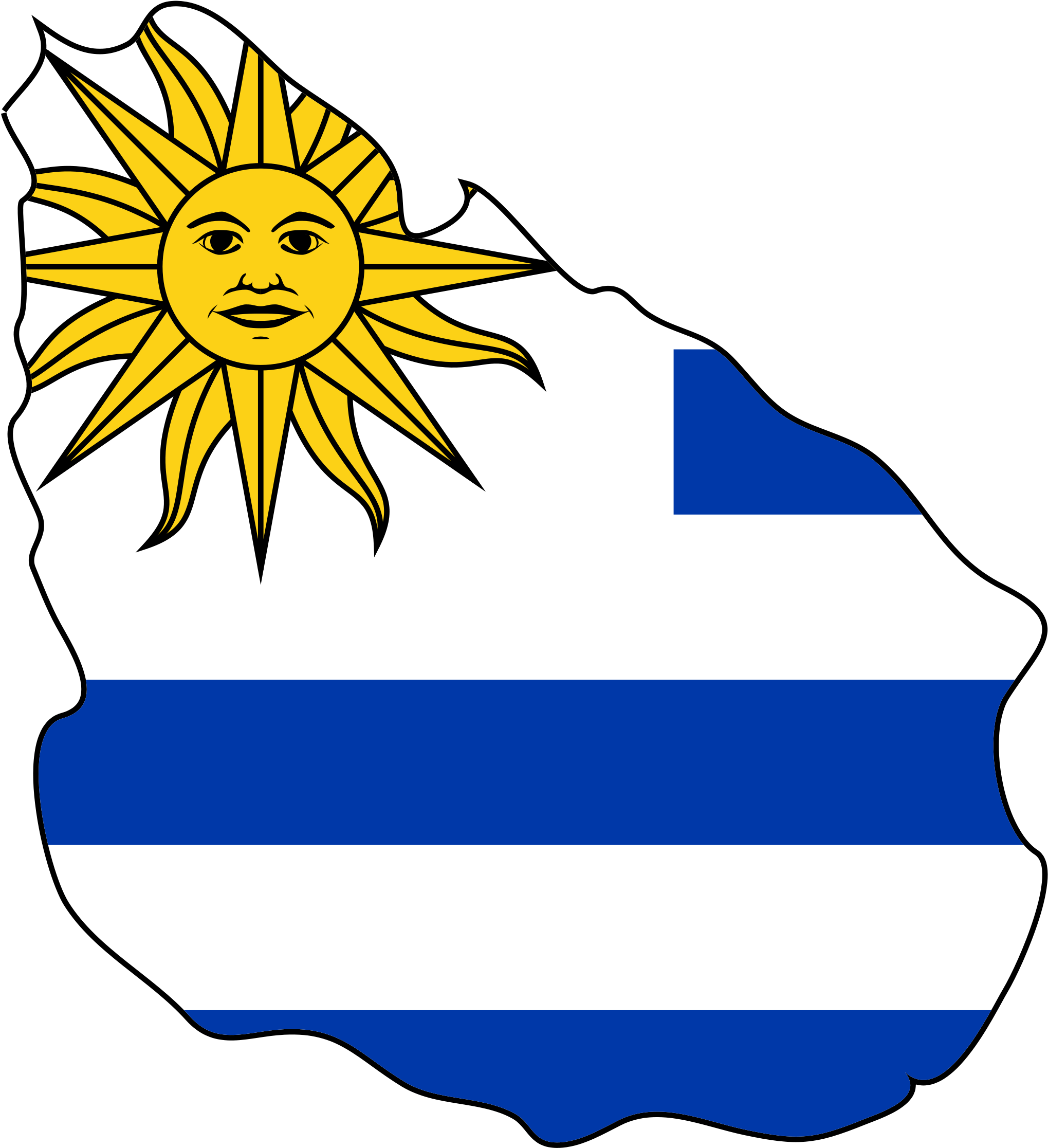 Uruguay Flag Map (2048x2242), Png Download