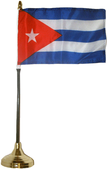 Print Page - Usep Cuba Cuban Flag 4"x6" Desk Set Gold Base (450x600), Png Download