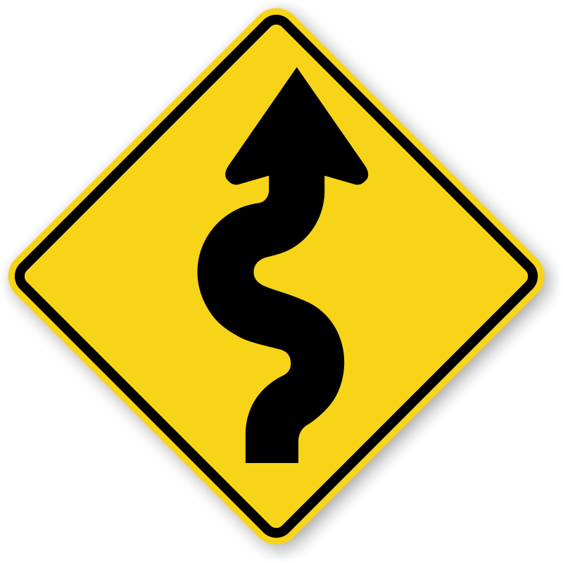 Narrow Road Signs - Winding Road Sign (800x800), Png Download