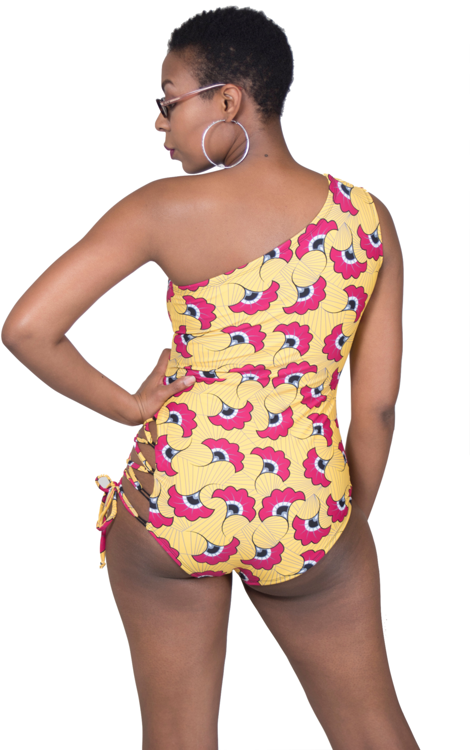 Nya One Shoulder Lace Up One Piece Swimsuit, African (1000x1500), Png Download