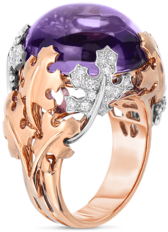Roberto Coin Cabochon Ring With Amethyst And Diamonds - Amethyst (800x800), Png Download