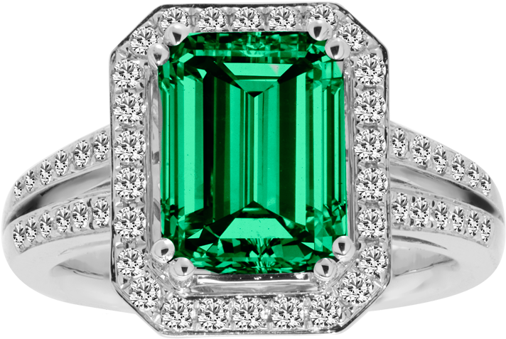 Colombian Emerald Ring - Tommaso Design Emerald Cut 8x6mm Created Pink Sapphire (960x623), Png Download