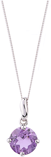9ct White Gold - Amethyst White Gold Necklace Uk (640x640), Png Download