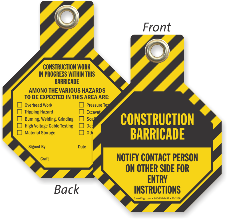 Construction Barricade Notify Contact Person Tag - Construction (800x794), Png Download