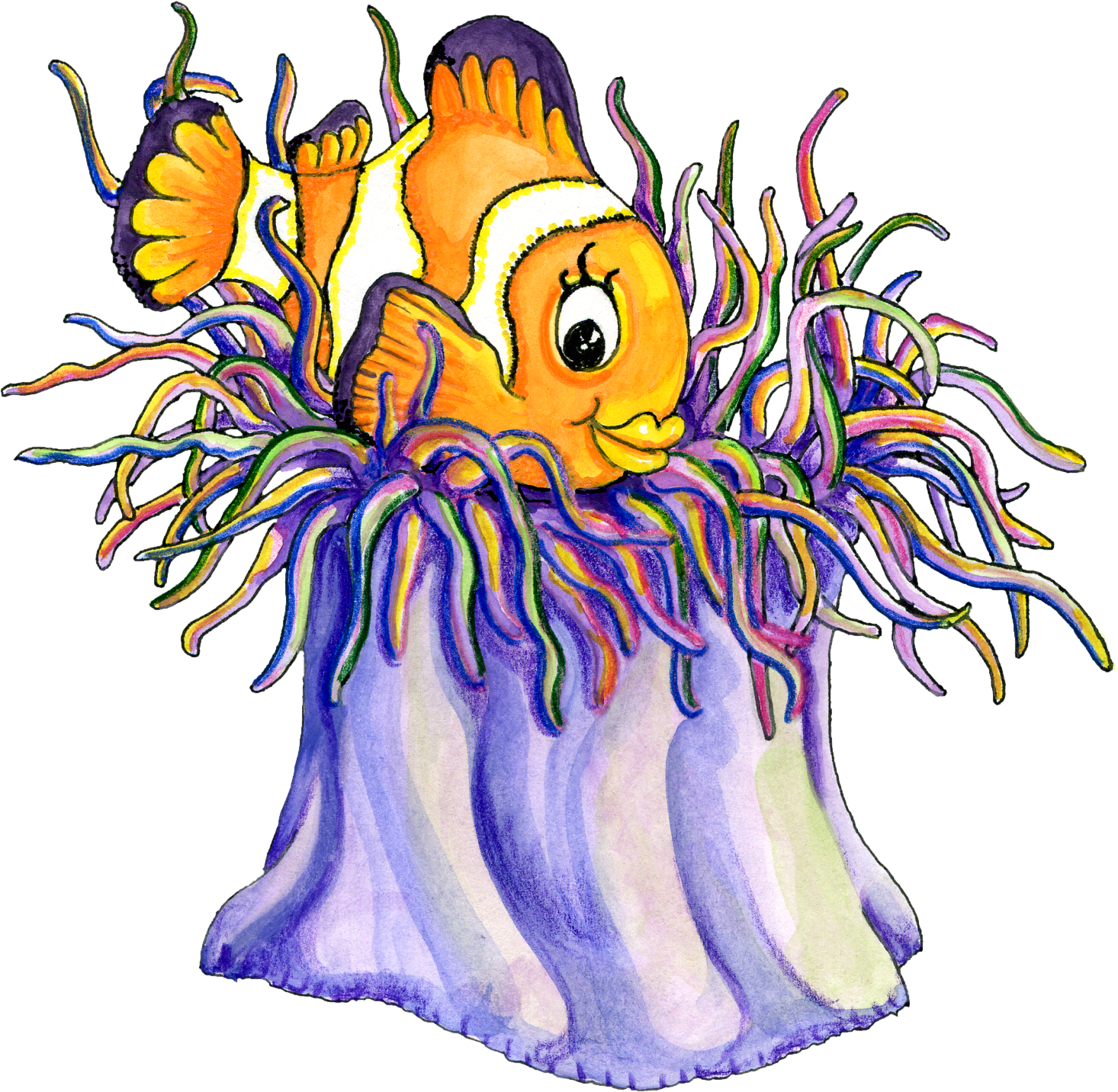 Cartoon Clown Fish - Png Clownfish (1466x1432), Png Download